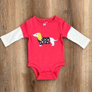 Carter's Red and Cream Dog Print Bodysuit